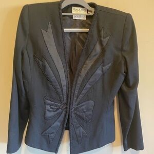 OLEG CASSINI Black Tie Beaded & Sequins Jacket 8